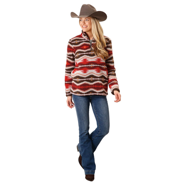 03-098-0250-6197 Roper Women's Polar Fleece 1/4 Zip Pullover - Aztec