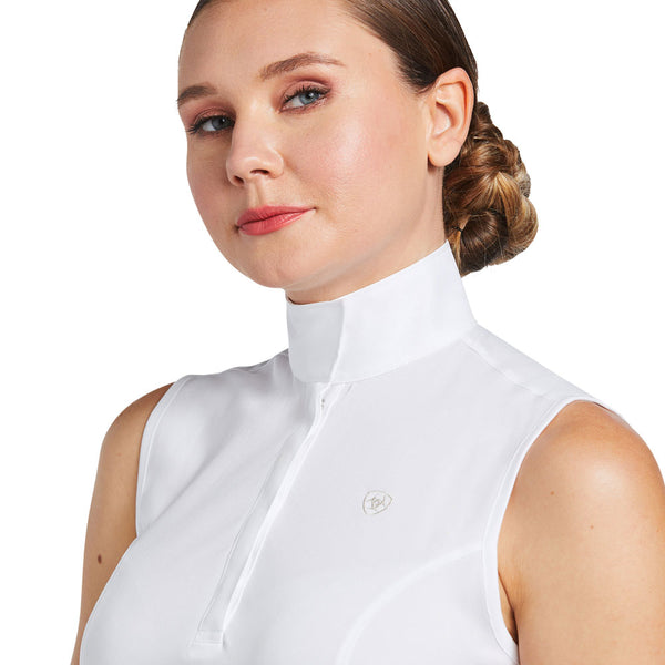 10009004 Ariat Women's Aptos Sleeveless English Show Shirt - White