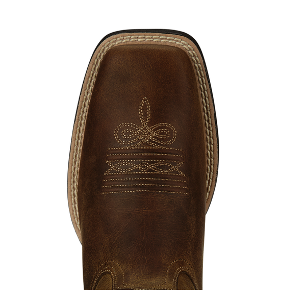 10018528 Ariat Women's Round Up Wide Square Toe Western Cowboy Boots - Powder Brown