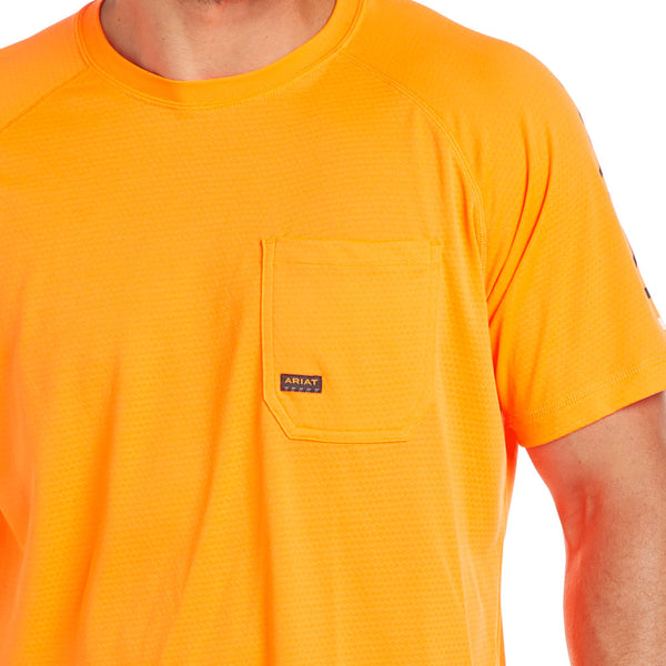 10031040 Ariat Men's Rebar Heat Fighter Short Sleeve T-Shirt - Neon Orange