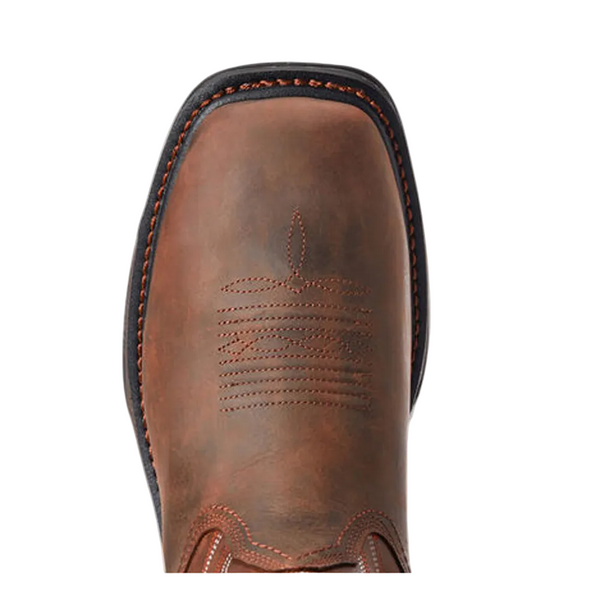 10033991 Ariat Men's Big Rig H2O Waterproof Work Boots - Dark Brown / Distressed Brown 12EEEE