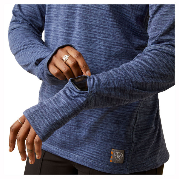 10046519 Ariat Womens Rebar Gridwork Baselayer Long Sleeve Shirt- Bjou Blue