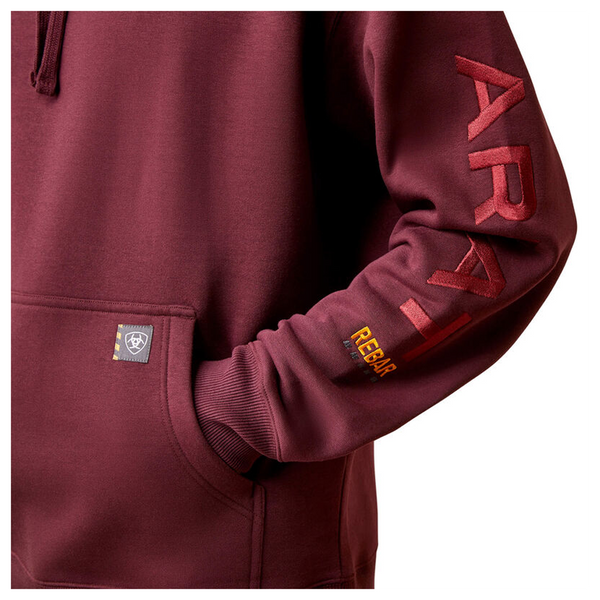10046663 Ariat Men's Rebar Graphic Hooded Sweatshirt - Malbec