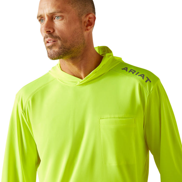 10048978 Ariat Men's Rebar Sunblocker Hooded T-Shirt - Safety Yellow