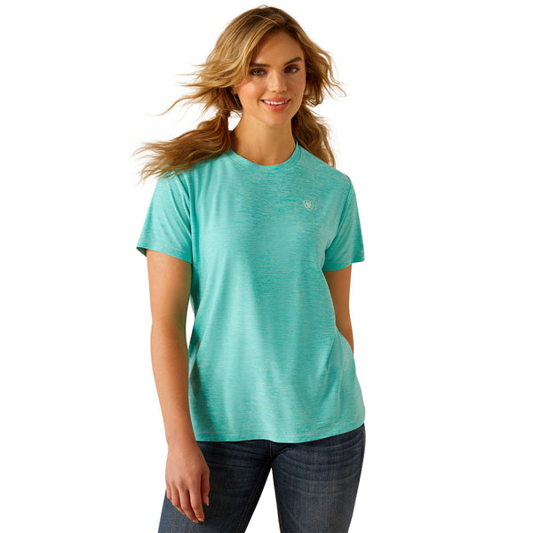 10054529 Ariat Women's Laguna Short Sleeve Logo Shirt - Blue Turquoise