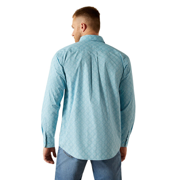 10054645 Ariat Men's Garmon Classic Fit Long Sleeve Western Shirt - Turquoise Print