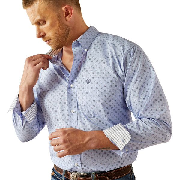 10054825 Ariat Men's Wrinkle Free Otello Classic Fit Long Sleeve Shirt - Periwinkle