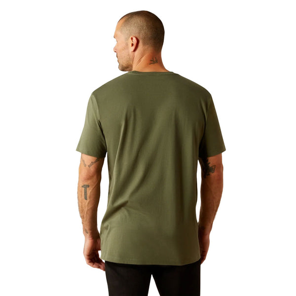 10054833 Ariat Men's Patriot Stripe Short Sleeve TShirt- Surplus Green Size Small