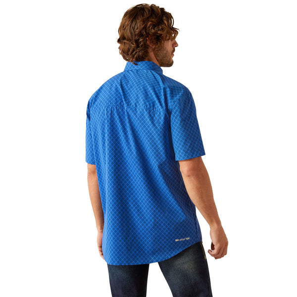 10054964 Ariat Men's 360 Airflow Classic Fit Short Sleeve Shirt - Olympian Blue
