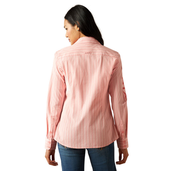 10055084 Ariat Women's Team Kirby Stretch Long Sleeve Button Up Shirt - Mauve Stripe