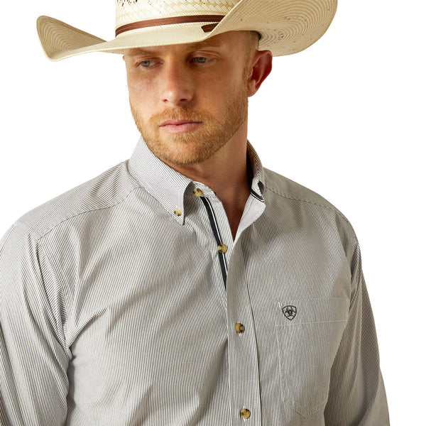 10055268 Ariat Men's Pro Series Dayne Mini Stripe Long Sleeve Shirt - Phantom