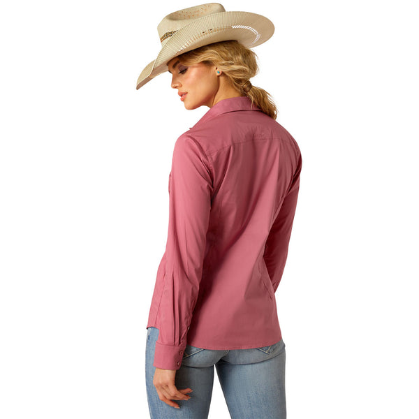 10055272 Ariat Women's Kirby Stretch Long Sleeve Shirt - Rose Wine