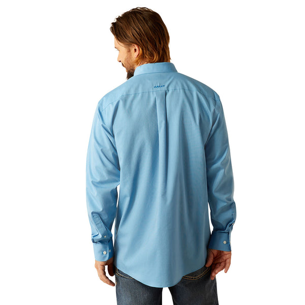 10055278 Ariat Men's Wrinkle Free Solid Long Sleeve Shirt - Blue