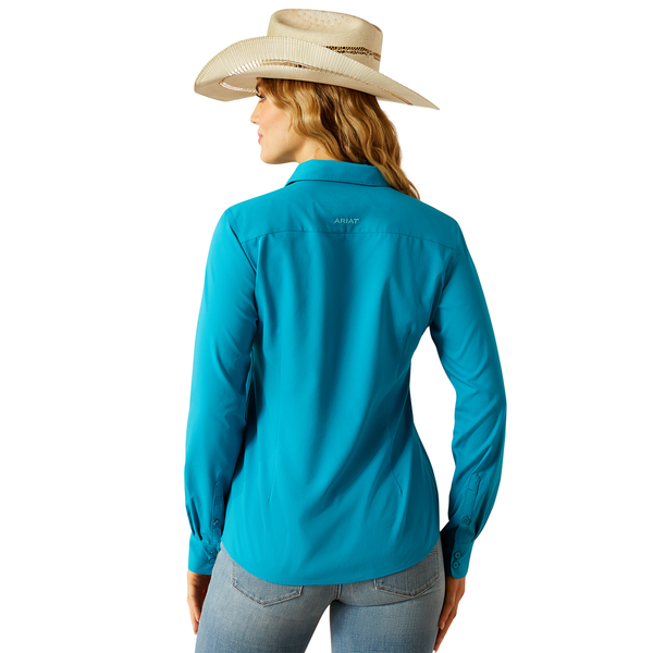 10058836 Ariat Women's Kirby Pro Long Sleeve Button Up Shirt - Enamel Blue