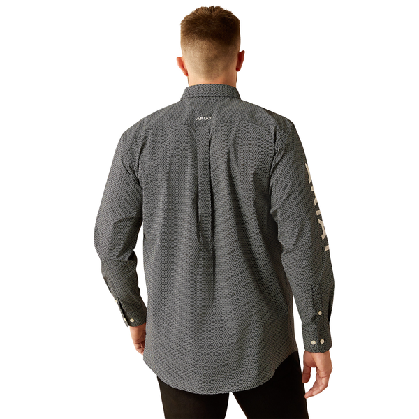 10058960 Ariat Men's Team Fowler Classic Fit Long Sleeve Button down Shirt - Black/White