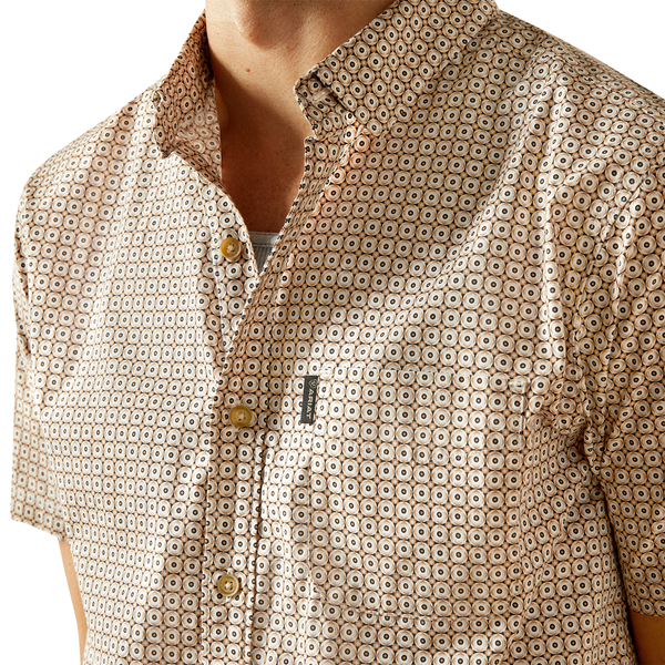 10058982 Ariat Men's Maximo Modern Fit Short Sleeve Button down Shirt - Khaki