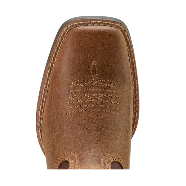 10061136 Ariat Youth Ruidoso Square Toe Western Boot - Pearl/ Chocolate Brown