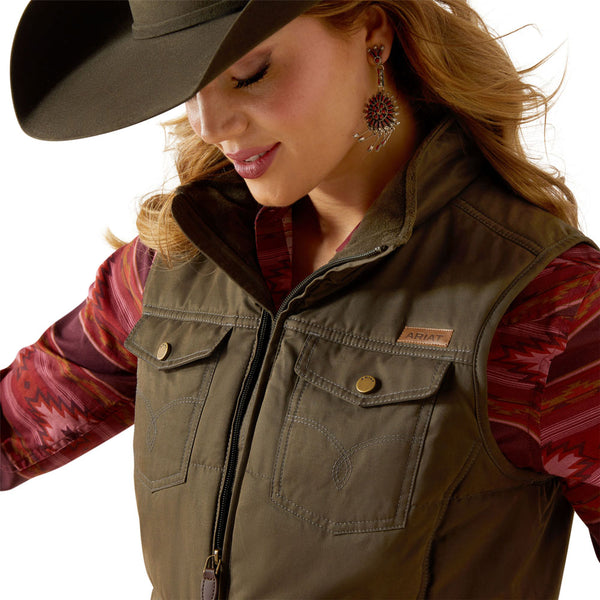10062267 Ariat Women's Grizzly Quilted Vest - Earth