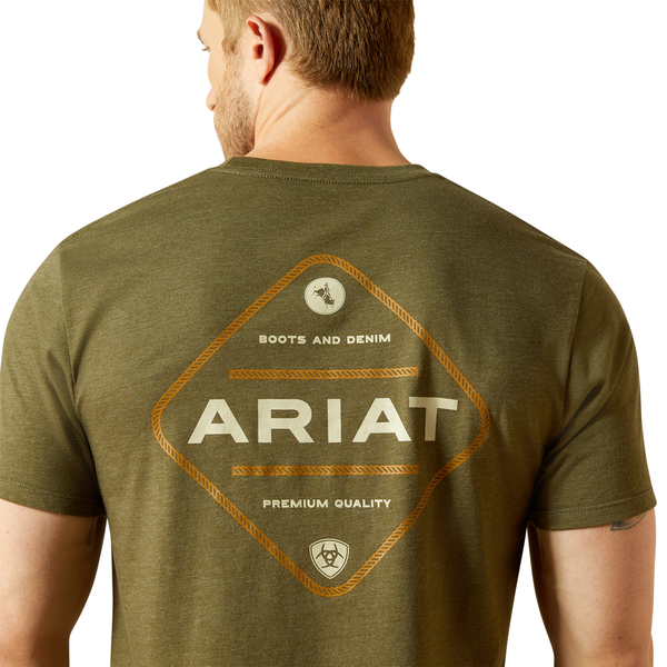 10062414 Ariat Men's Roped Diamond Short Sleeve T-Shirt - Military Heather