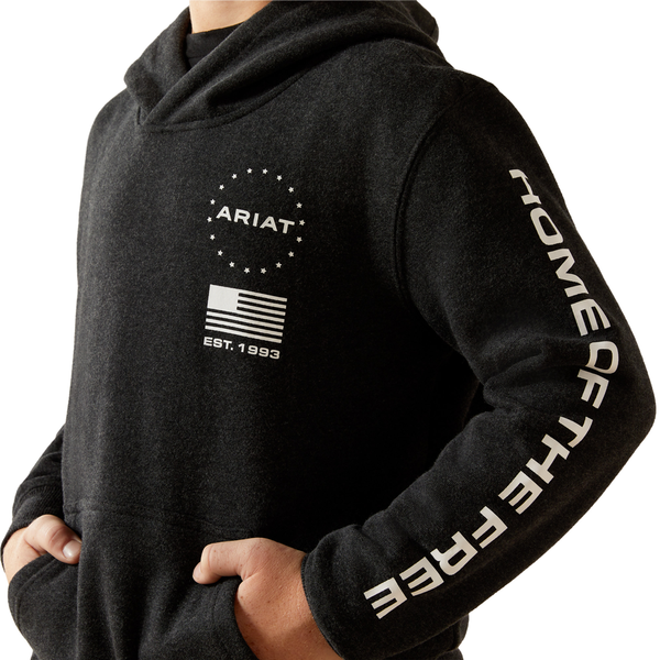 10062465 Ariat Boys' Sponsor Patriot Hoodie - Charcoal Heather