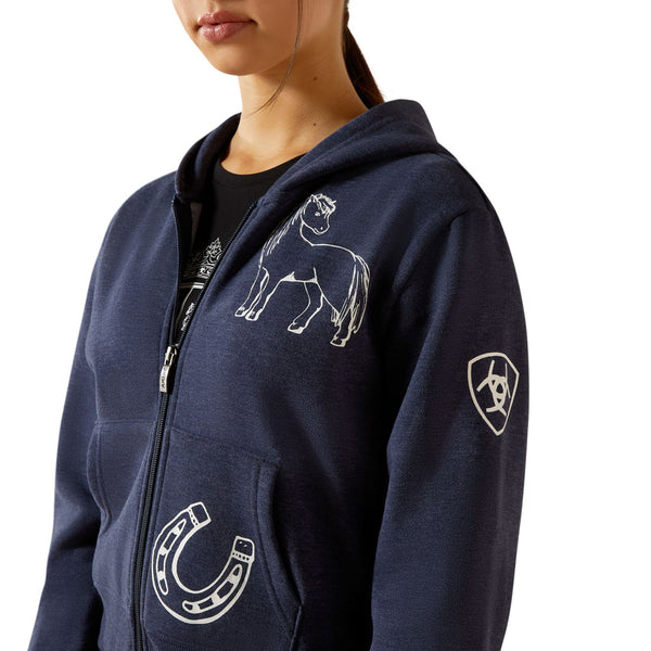 10062478 Ariat Youth Spiffy Full Zip Sweatshirt - Navy Heather