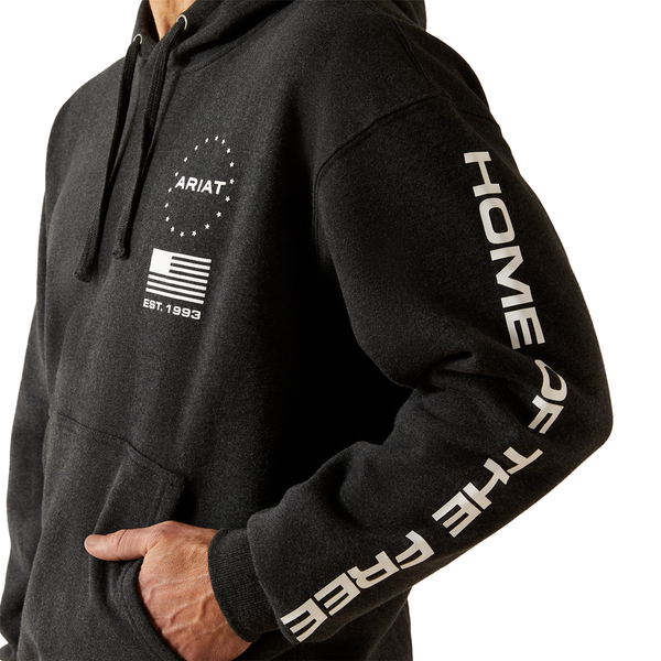 10062496 Ariat Men's Sponsor Patriot Hoodie - Charcoal Heather