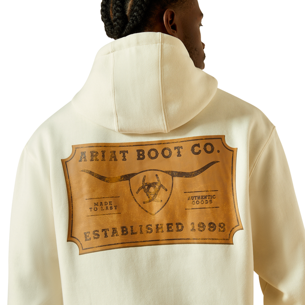 10062499 Ariat Men's Shield Steerhead Hoodie - Oatmeal