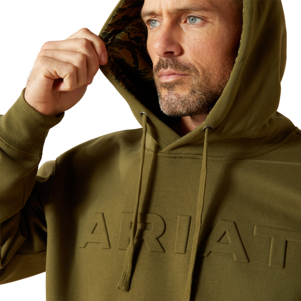 10062501 Ariat Men's Embossed Logo Hoodie - Winter Moss