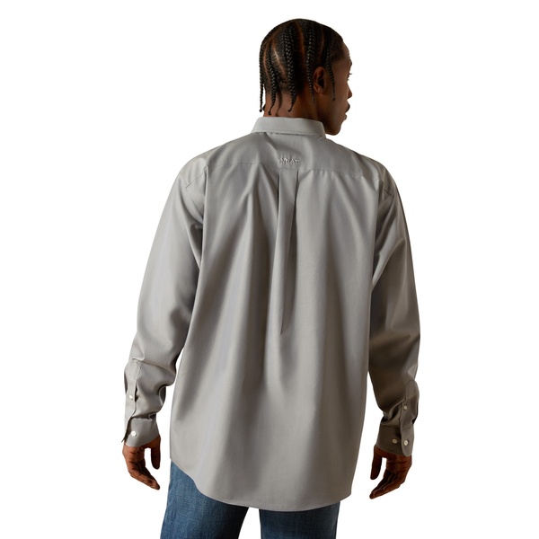 10062526 Ariat Men's Wrinkle Free Solid Pinpoint Oxford Classic Fit Long Sleeve Shirt - Grey