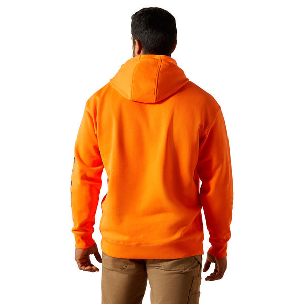 10062541 Ariat Men's Rebar Graphic Hoodie - Safety Orange/Rebar Grey