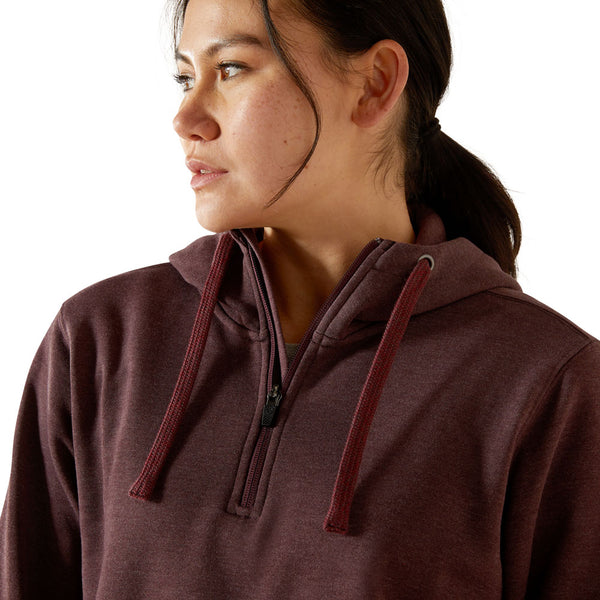 10062654 Ariat Women's Rebar Skill Set 1/2 Zip Hoodie - Fudge Heather