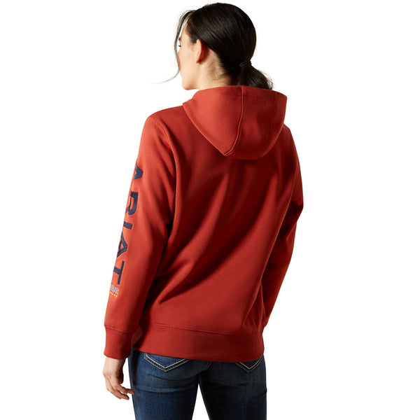 10062661 Ariat Women's Rebar Graphic Hoodie - Barn Red/Navy