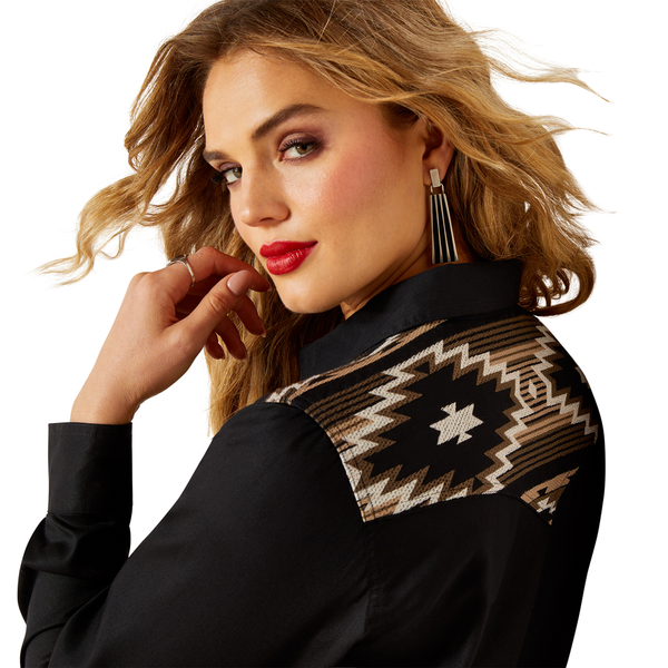 10062789 Ariat Women's Dawn Long Sleeve Western Snap Shirt - Black
