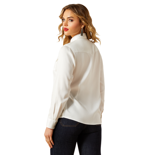 10062834 Ariat Women's Timeless Long Sleeve Western Snap Shirt - Cloud Dancer