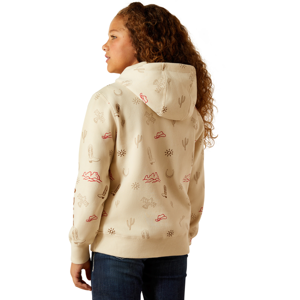 10062845 Ariat Girls' Western Stamps Hoodie - Layla Print