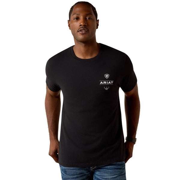 10062896 Ariat Men's Wooden Diamond Flag Classic Fit Short Sleeve T-Shirt - Black