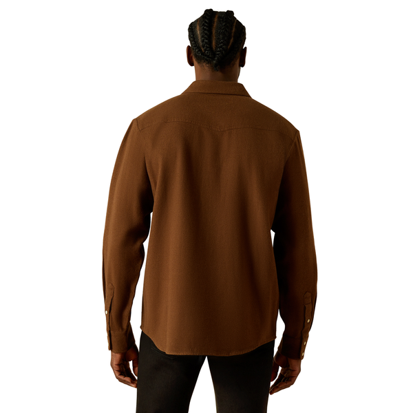 10063147 Ariat Men's Hyde Retro Fit Long Sleeve Western Snap Shirt - Dark Brown