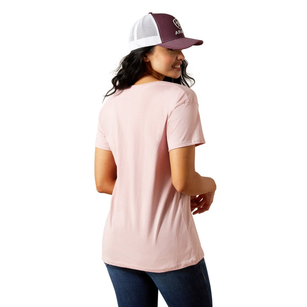 10063761 Ariat Women's Spur Script Short Sleeve T-Shirt - Dusty Pink
