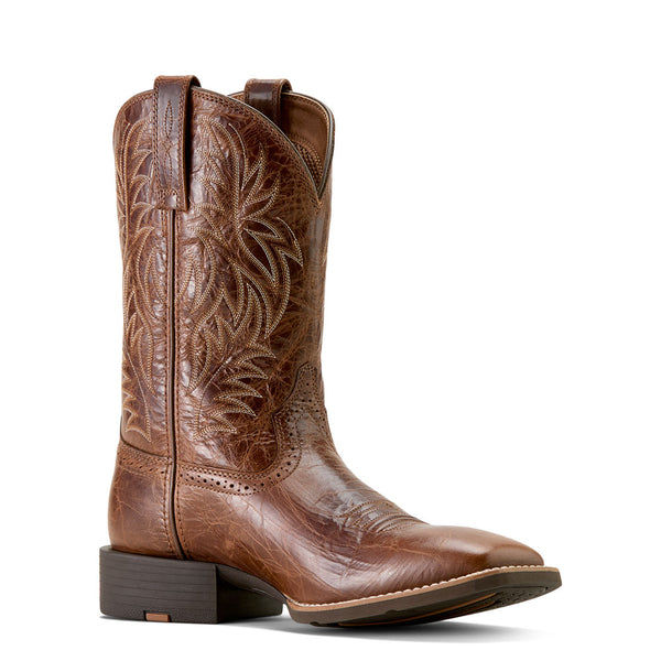 10063836 Ariat Men's Sport Western Wide Square Toe Cowboy Boot - Dark Tan