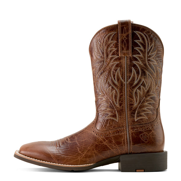 10063836 Ariat Men's Sport Western Wide Square Toe Cowboy Boot - Dark Tan