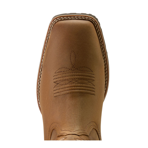 10064047 Ariat Men's Hybrid Ranchway Waterproof Wide Square Toe Cowboy Boot - Distressed Brown