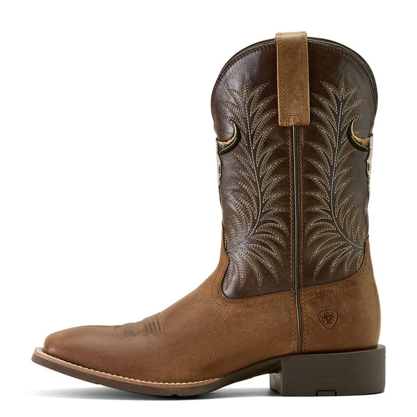 10064053 Ariat Men's Sport Steer Skull Wide Square Toe Cowboy Boot - Sandstorm
