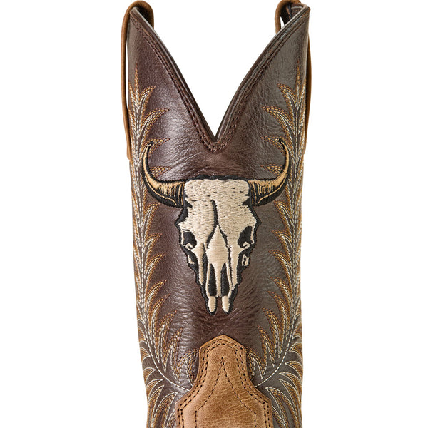 10064053 Ariat Men's Sport Steer Skull Wide Square Toe Cowboy Boot - Sandstorm