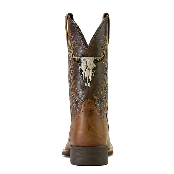 10064053 Ariat Men's Sport Steer Skull Wide Square Toe Cowboy Boot - Sandstorm