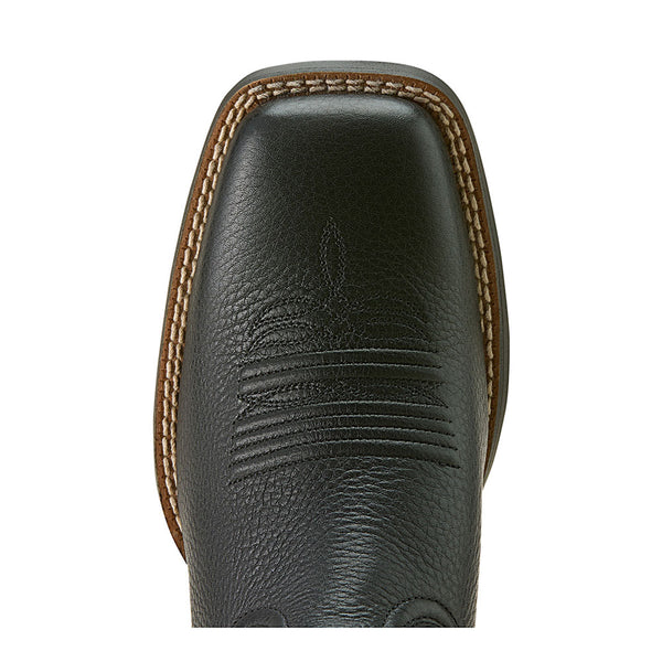 10064075 Ariat Women's Round Up Filly Wide Square Toe Western Boot - Black Deertan