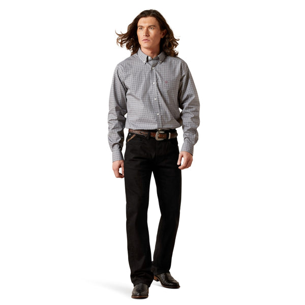 10065776 Ariat Men's Wrinkle Free Anderson Fitted Long Sleeve Shirt - Grey