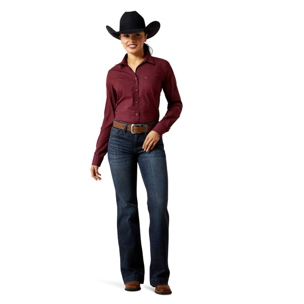 10065841 Ariat Women's Team Kirby Stretch Long Sleeve Button Up Shirt - Port Royal Stripe