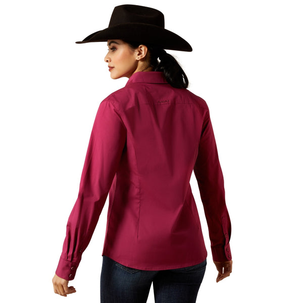 10065844 Ariat Women's Kirby Stretch Long Sleeve Button Shirt - Beaujolais
