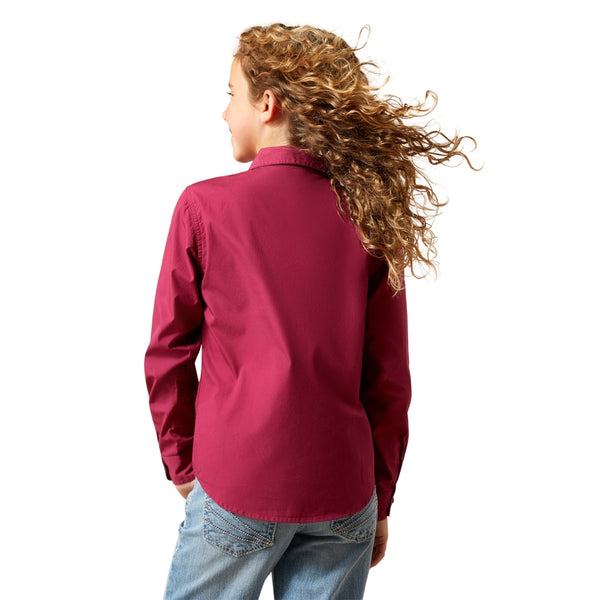 10065862 Ariat Girls' Shine Bright Long Sleeve Western Snap Shirt - Beaujolais