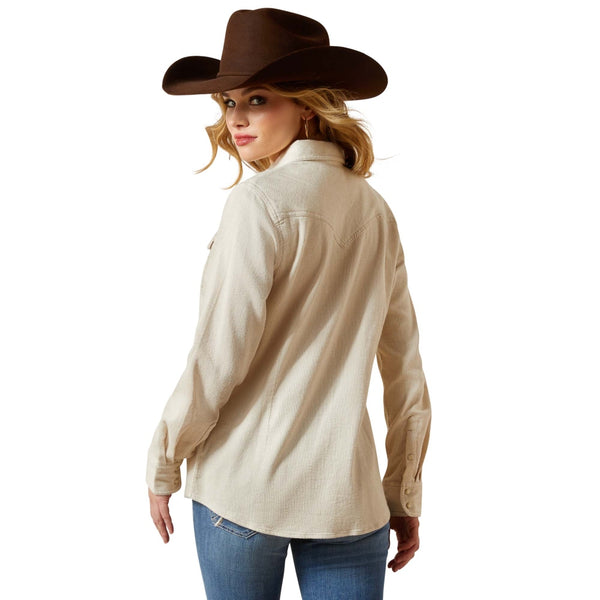10065865 Ariat Women's Long Sleeve Western Snap Shirt - Papyrus Cord